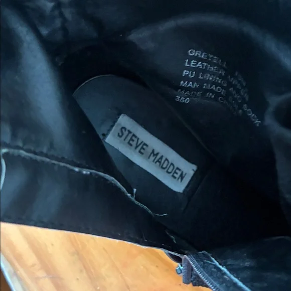 Steve Madden Black Lace Up Suede Boots - Picture 2 of 3